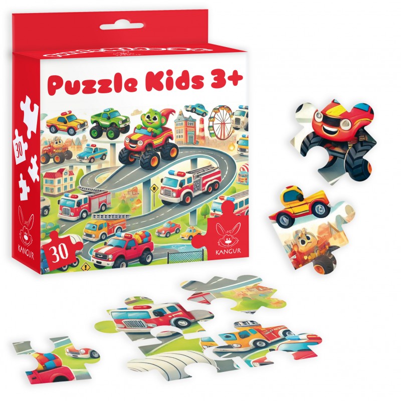 Puzzle 30 elementów auta +3 Kangur