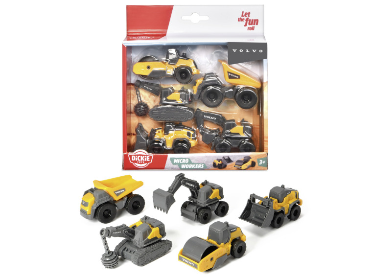 Pojazdy budowlane zestaw Volvo 10cm Dickie