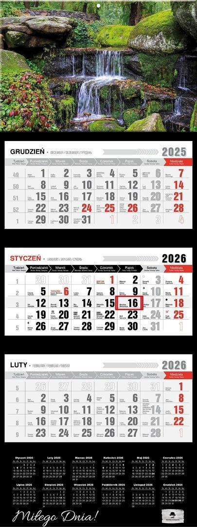 Kalendarz naścienny trójdzielny 32x81cm 2026 Zen Pan Kalendarzyk