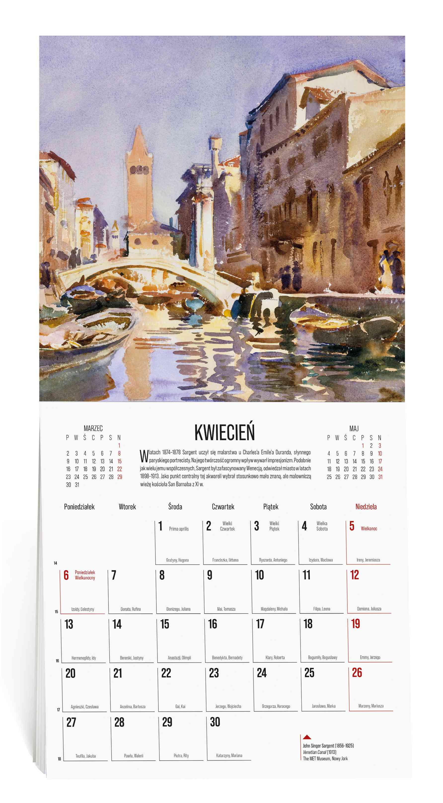 Kalendarz naścienny wieloplanszowy 30x60cm 2026 impresjoniści Eurograf