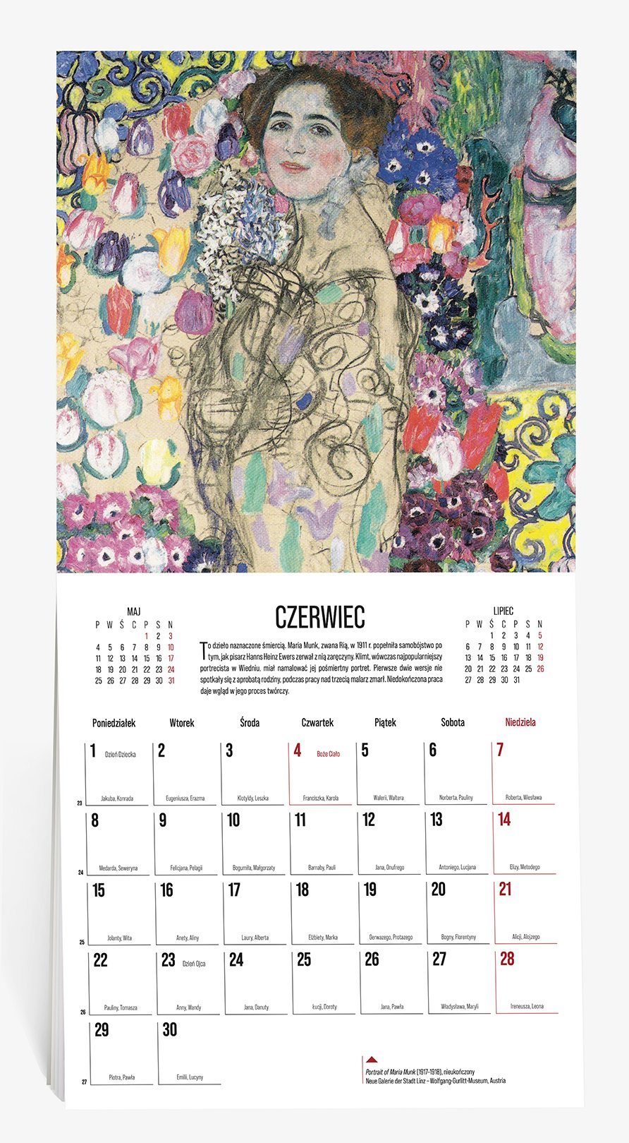 Kalendarz naścienny wieloplanszowy 30x60cm 2026 Gustave Klimt Eurograf