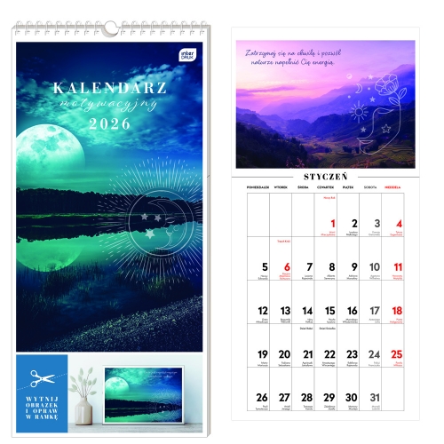Kalendarz naścienny notatnikowy 22x46cm 2026 Motywacyjny magia Interdruk