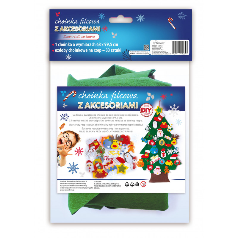 Zestaw kreatywny choinka filcowa + akcesoria Beniamin