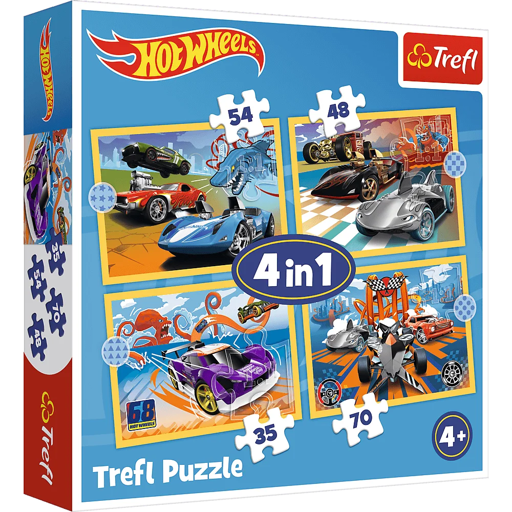  Puzzle 4w1 35/48/54/70 elementów pojazdy +4 Trefl