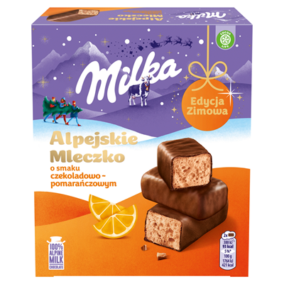 Alpejskie mleczko pomarańcz 330g Milka 