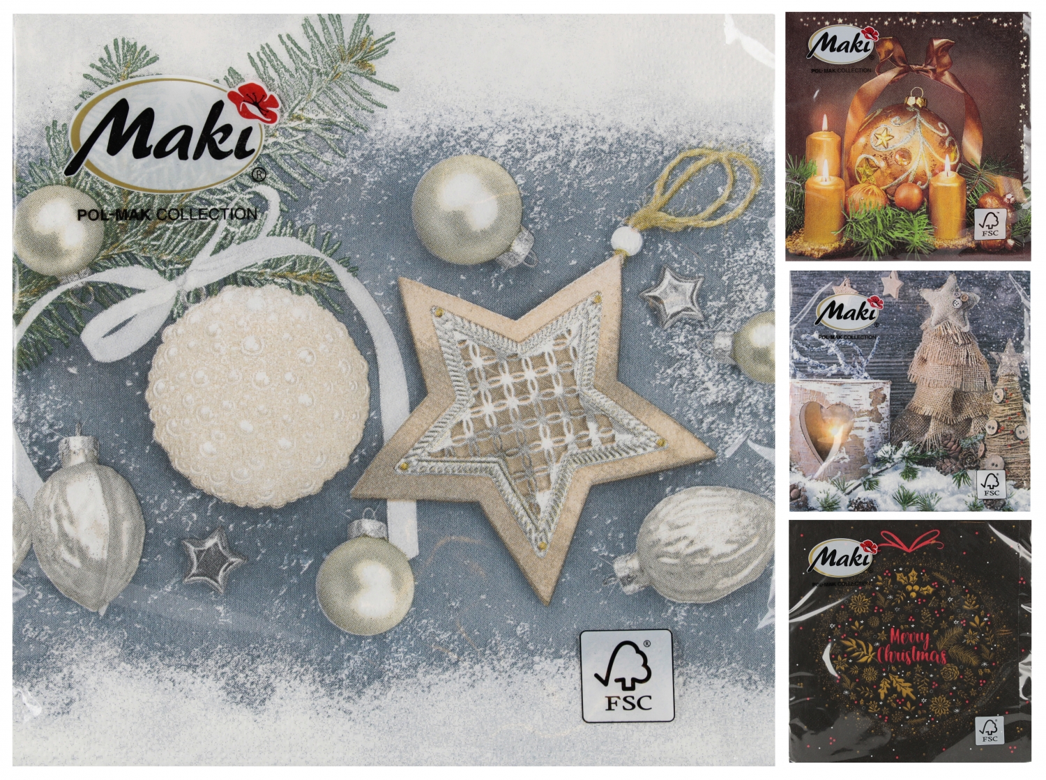 Serwetki świąteczne 15x15cm 20szt Pol-Mak