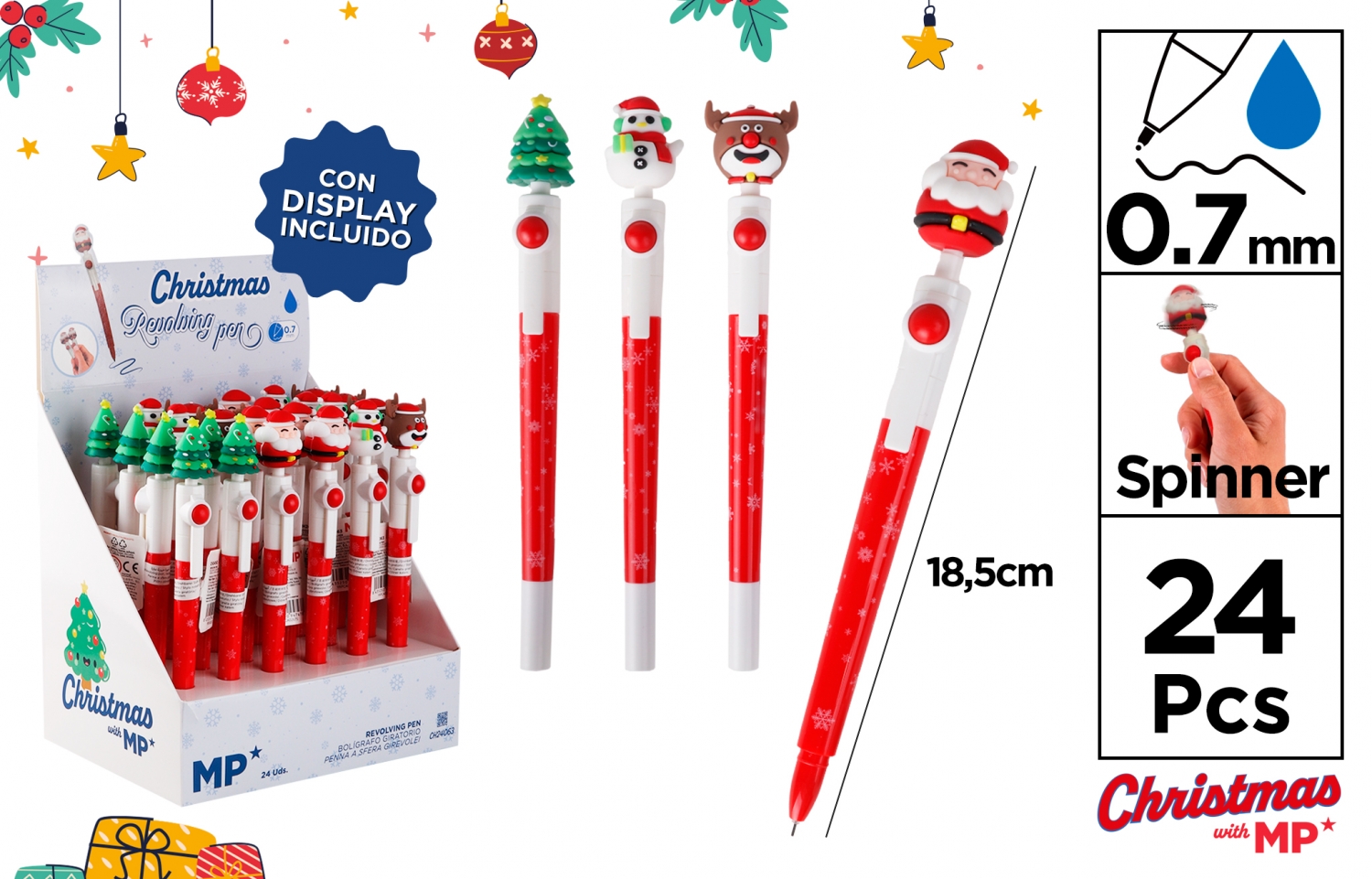 Długopis wirujący z figurką świąteczną Main Paper 