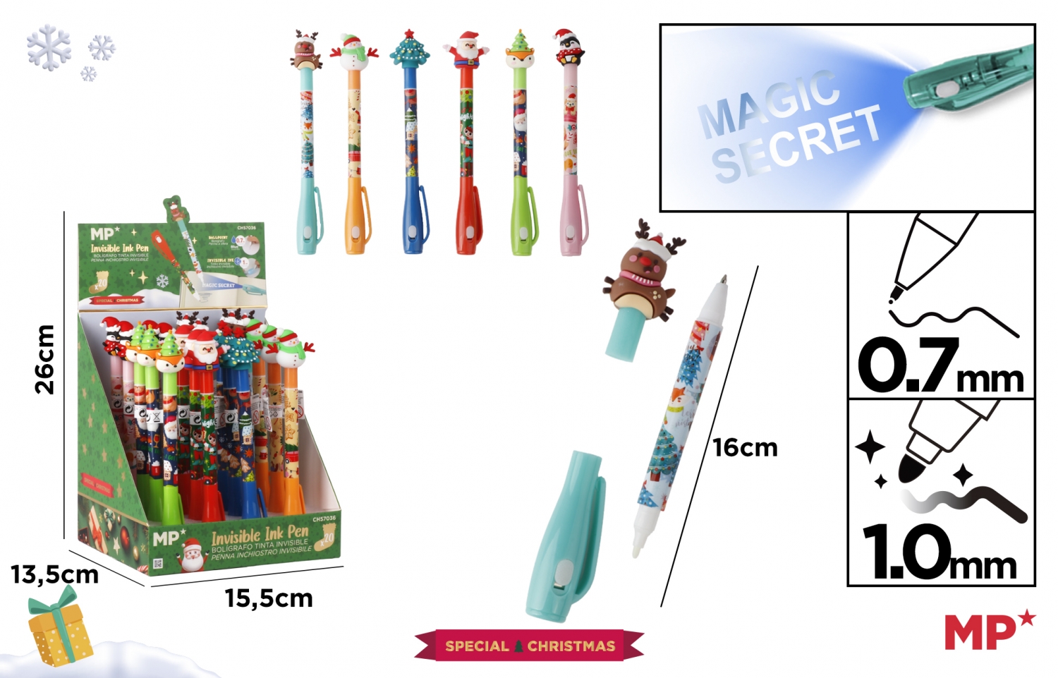 Długopis świąteczny szpiegowski UV podwójna końcówka Main Paper