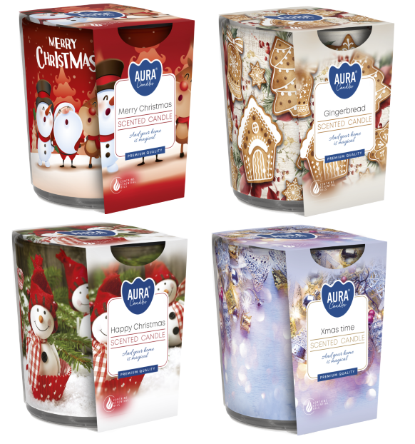 Świeca zapachowa świąteczna 7x7cm 22H Bispol