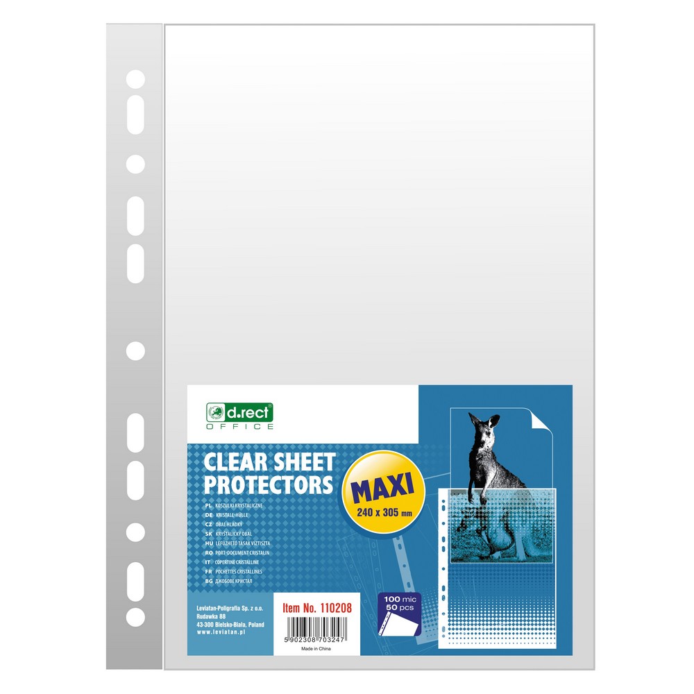 Koszulka krystaliczna maxi 100mic A4/50szt D.Rect 
