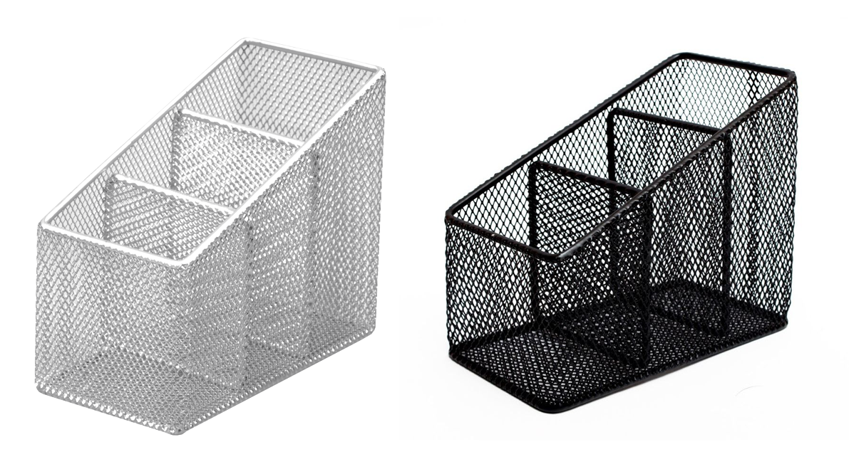 Przybornik z przegródkami ażurowy metalowy Tetis