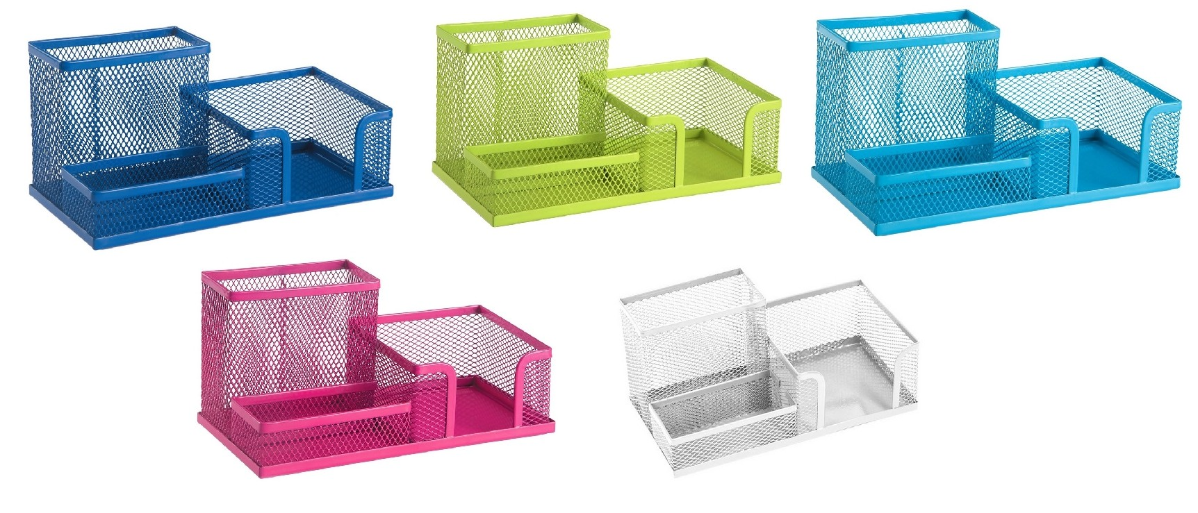 Przybornik na biurko 3 przegrody ażurowy D.Rect 