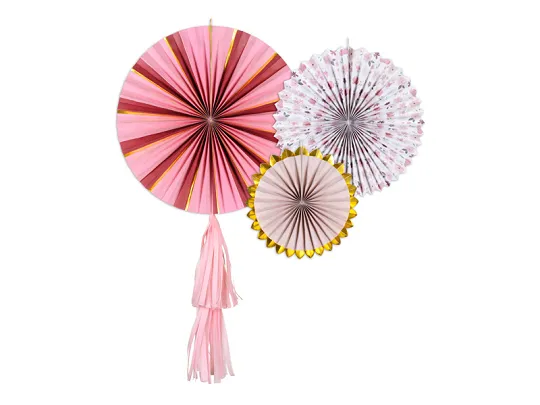 Rozety dekoracyjne kwiaty 3szt Partydeco