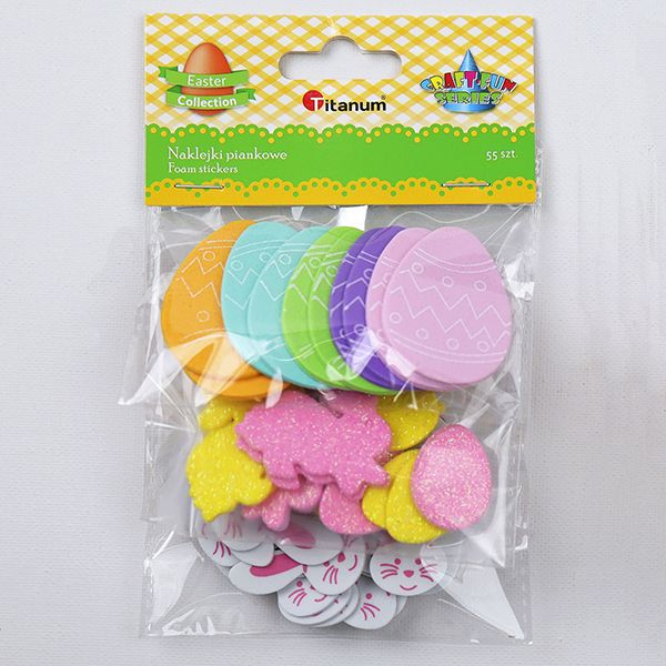 Naklejki piankowe wielkanocne 55szt Titanum