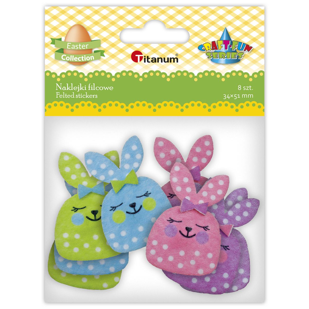 Naklejki filcowe wielkanocne zające 8szt Titanum