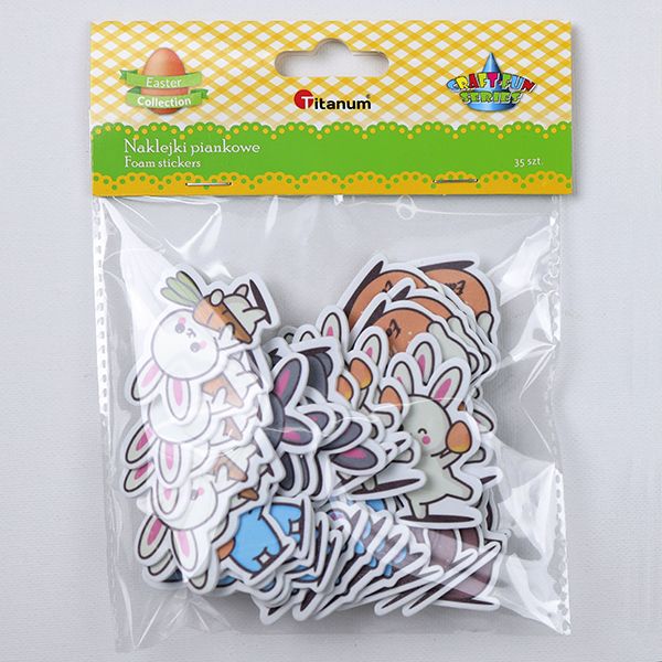 Naklejki piankowe wielkanocne zające 35szt Titanum