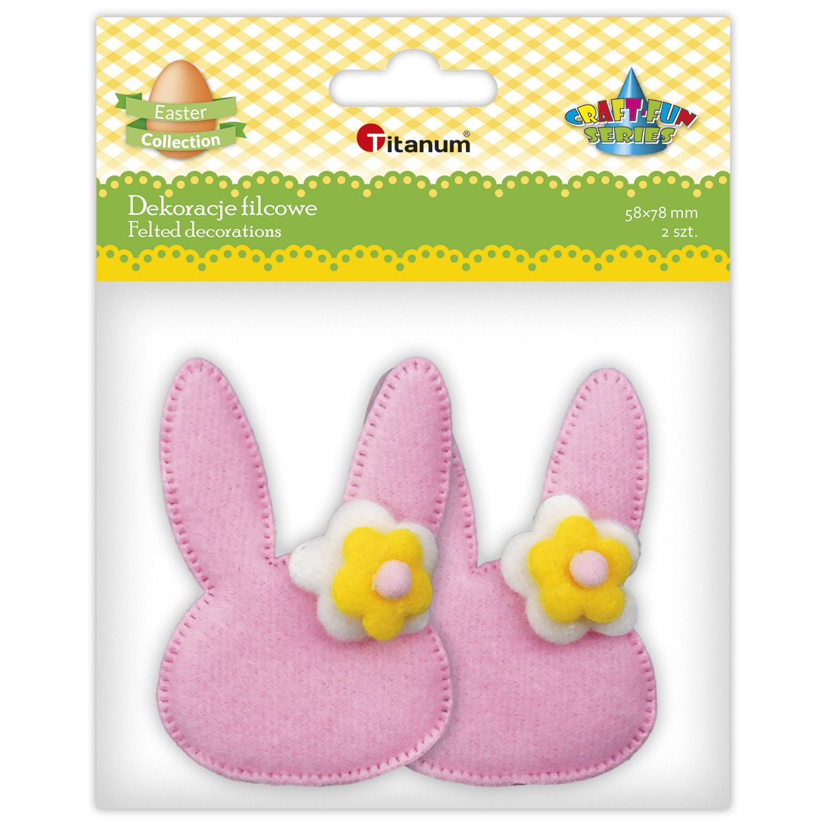 Naklejki filcowe wielkanocne króliki 2szt Titanum