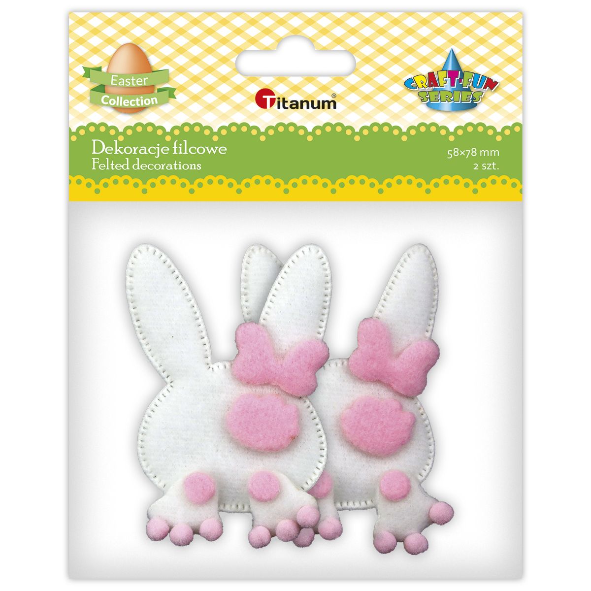 Naklejki filcowe wielkanocne króliki 2szt Titanum