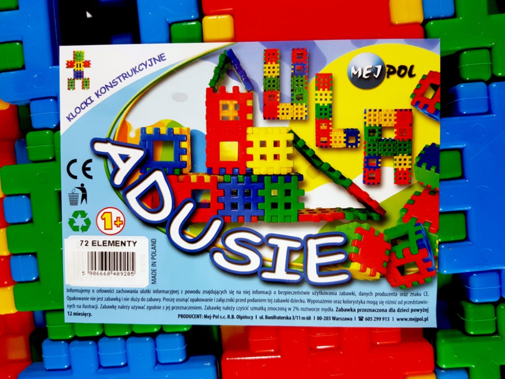 Klocki plastikowe wafle 72 elementy Adusie Czako