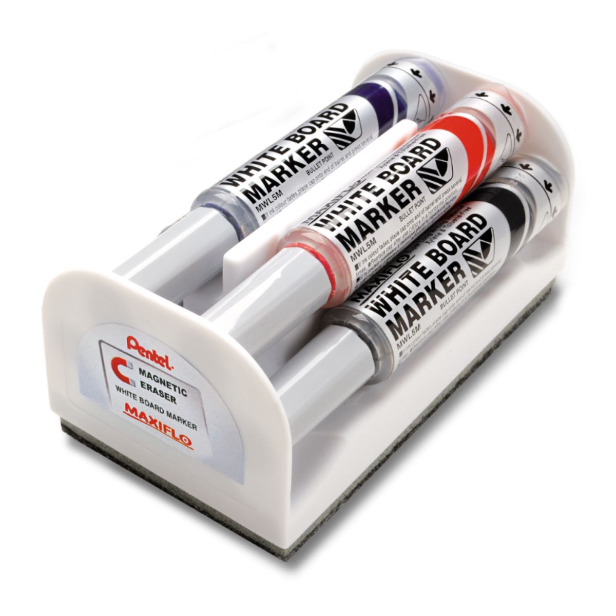 Marker suchościeralny 4 kolory + gąbka MWL5M Pentel