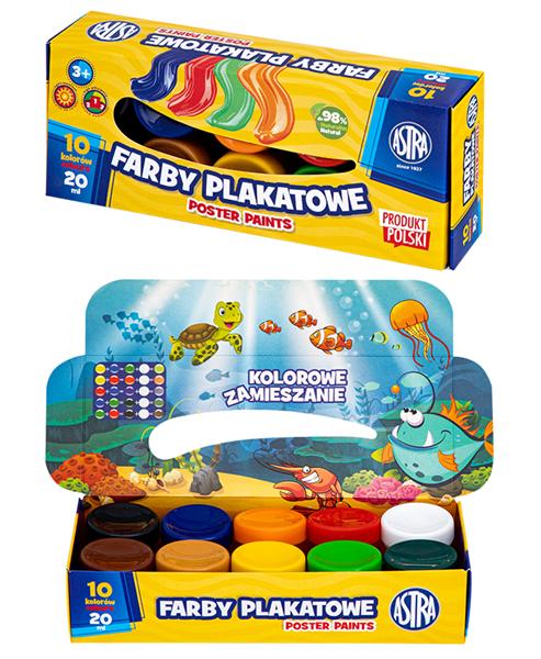 Farby plakatowe 10 kolorów 20ml Astra
