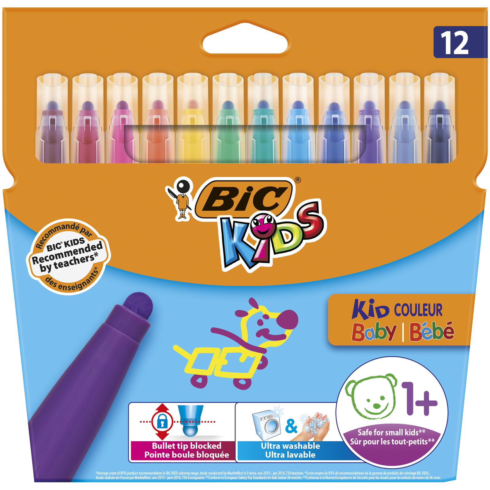 Flamastry 12 kolorów Kids Kid Couleur Baby BIC