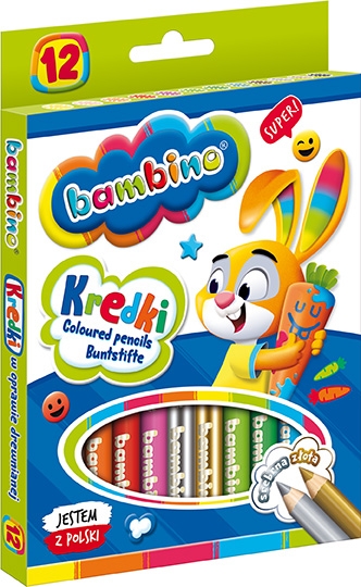 Kredki ołówkowe jumbo 12 kolorów Bambino