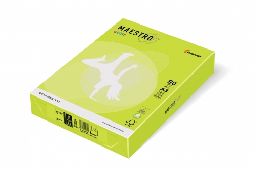 Papier ksero kolor zielony limonka A4 160g 250ark Maestro 
