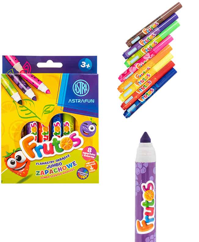 Flamastry zapachowe 8 kolorów jumbo frutos Astra