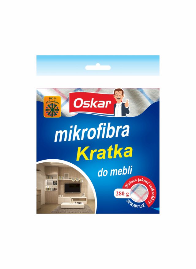 Ścierka mikrofibra kratka do mebli 34x34cm Oskar