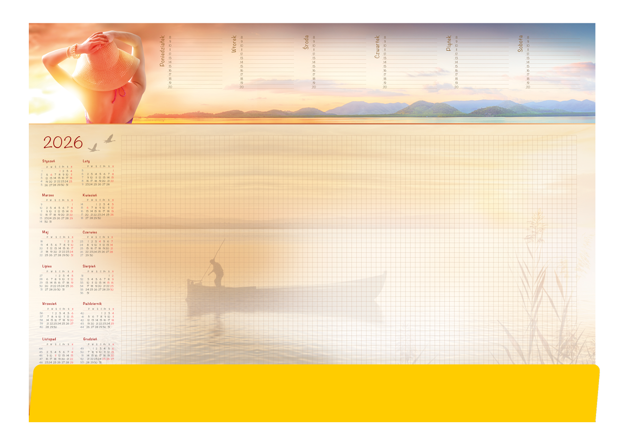 Biuwar kalendarz tygodniowy na biurko 42x59cm 52 kartki z listwą 2026 Michalczyk