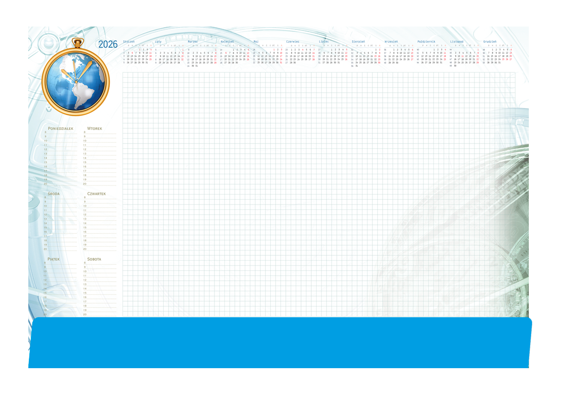Biuwar kalendarz tygodniowy na biurko 33x42cm 52 kartki z listwą 2026 Michalczyk