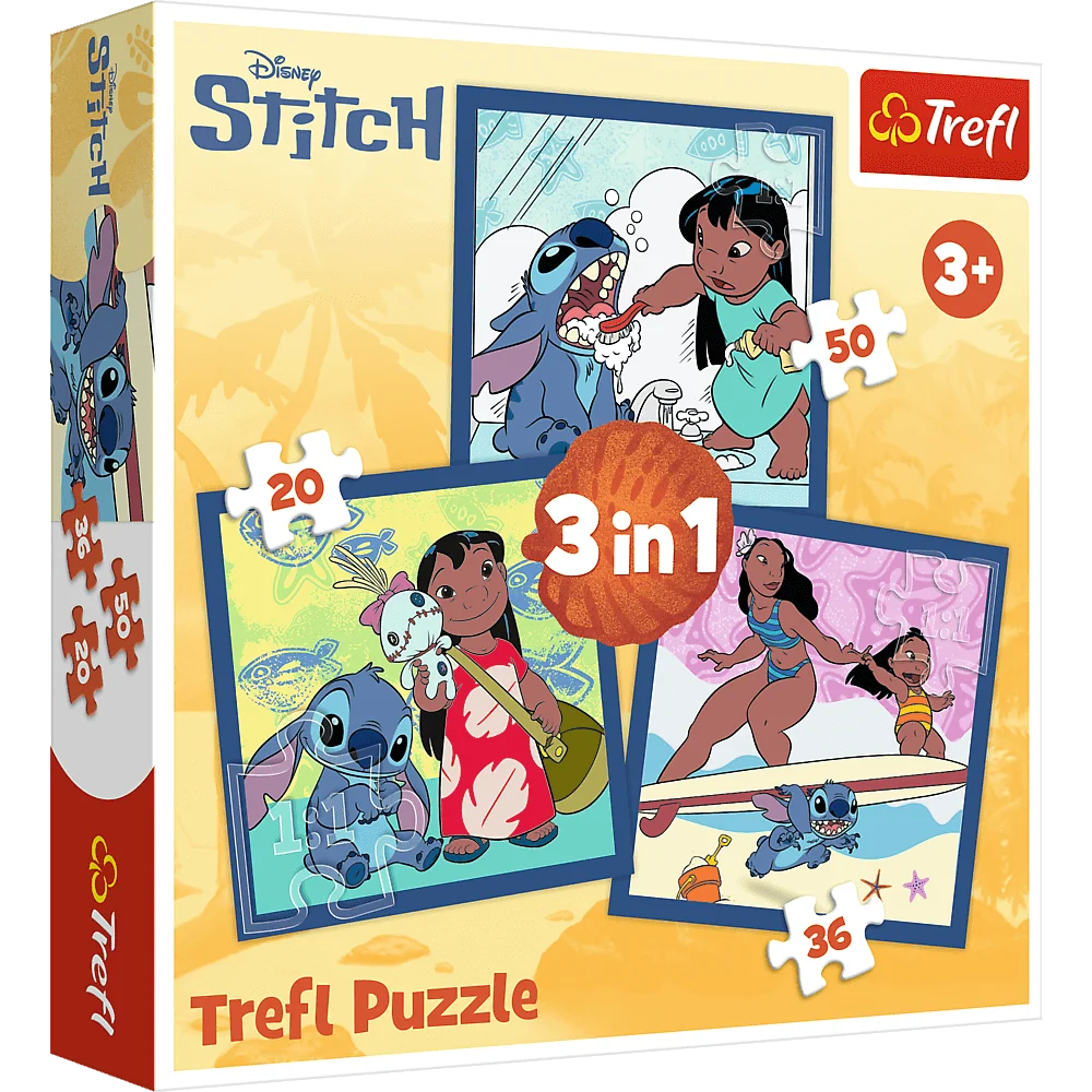  Puzzle 3w1 20/36/50 elementów Stitch +3 Trefl