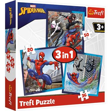  Puzzle 3w1 20/36/50 elementów Pajęcza siła +3 Trefl