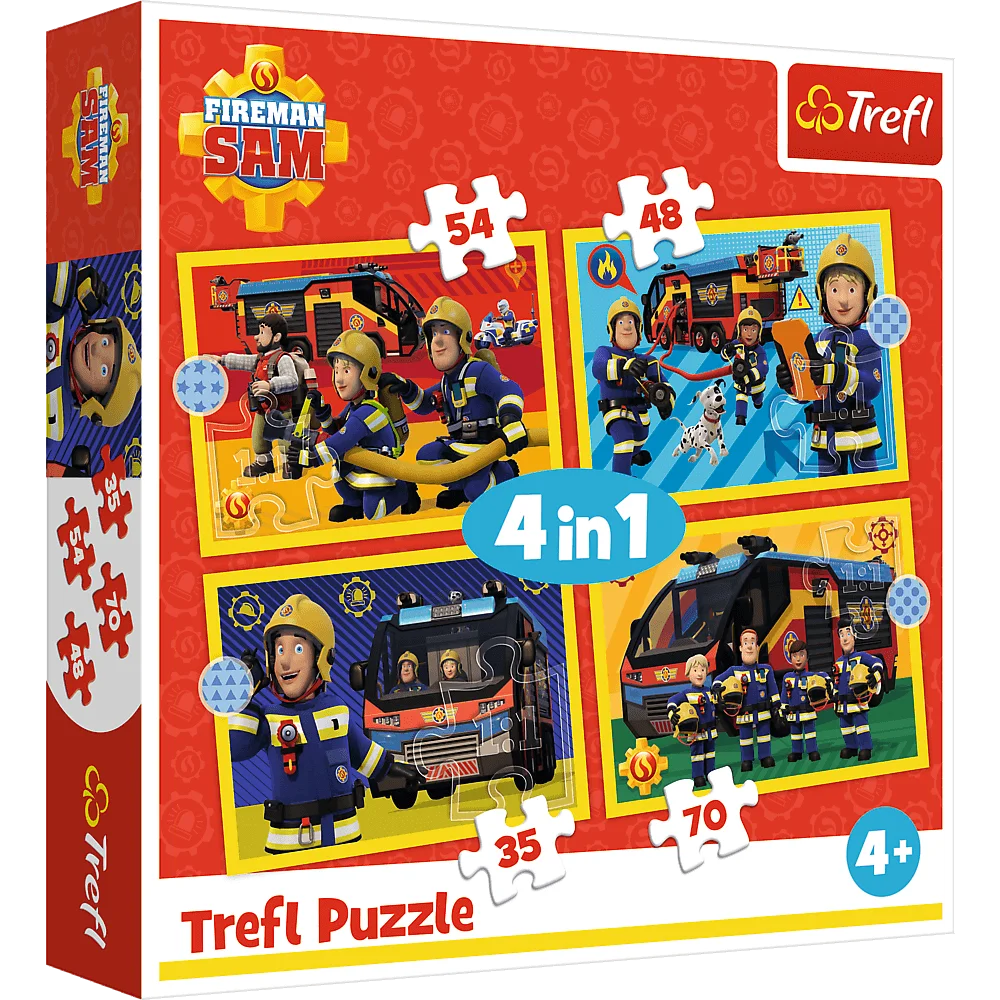  Puzzle 4w1 35/48/54/70 elementów strażak Sam +4 Trefl