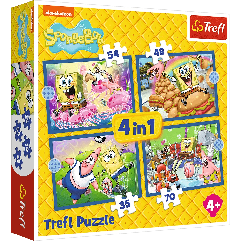  Puzzle 4w1 35/48/54/70 elementów SpongeBob +4 Trefl