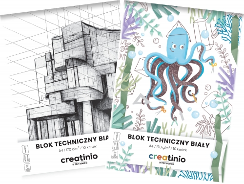 Blok techniczny biały A4/10 kartek 170g Creatinio TOP-2000
