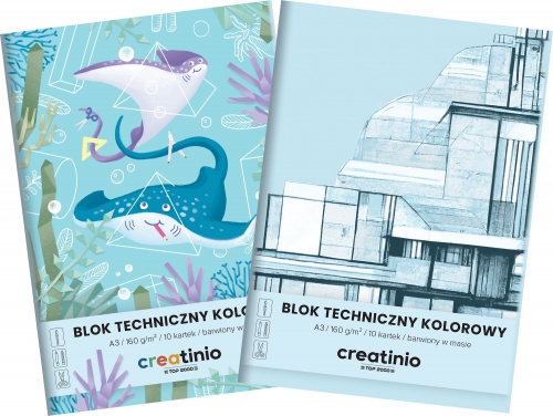 Blok techniczny kolorowy A3/10 kartek 160g Creatinio TOP-2000