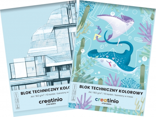 Blok techniczny kolorowy A4/10 kartek 160g Creatinio TOP-2000