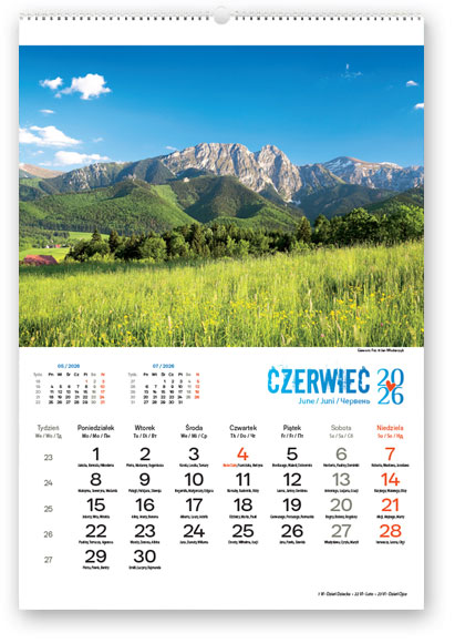Kalendarz wieloplanszowy naścienny A3 32x47cm 2026 pejzaże tatrzańskie Lucrum