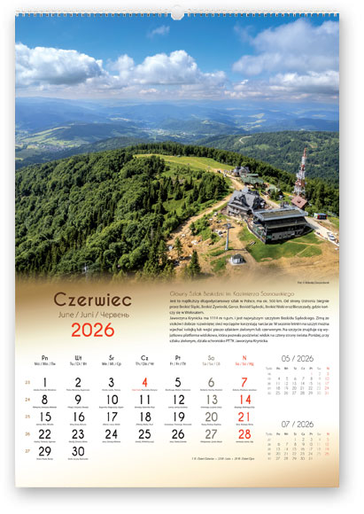 Kalendarz wieloplanszowy naścienny A3 32x47cm 2026 wędrówki po Polsce Lucrum