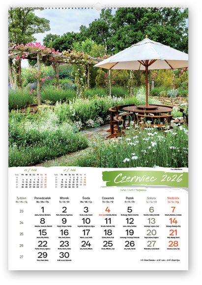Kalendarz wieloplanszowy naścienny A3 32x47cm 2026 ogrody rajskie Lucrum