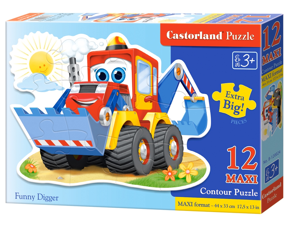 Puzzle Maxi 12 elementów Wesoła koparka +3 Castorland
