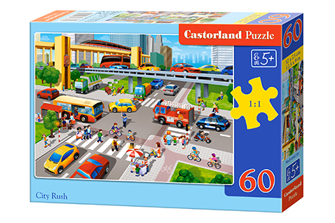 Puzzle 60 elementów ruchliwe miasto +5 Castorland