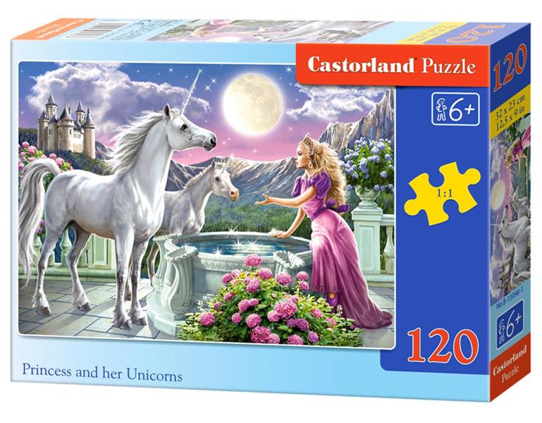 Puzzle 120 elementów Księżniczka i jednorożce +6 Castorland
