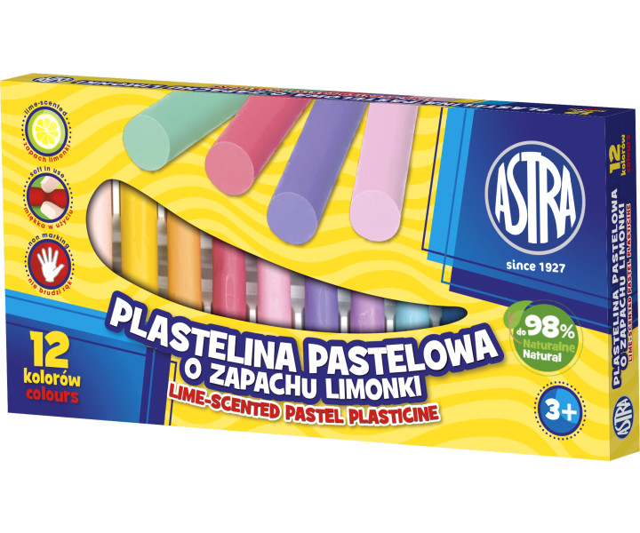 Plastelina 12 kolorów pastelowych o zapachu limonki Astra