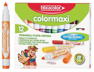Flamastry Colormaxi 12 kolorów Fibracolor