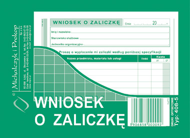 Wniosek o zaliczkę A6/40kart. M&P