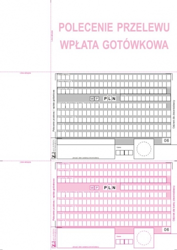 Polecenie przelewu/wpłata got. A4/100kart.