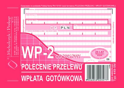 Polecenie przelewu/wpłata gotówki 2-odcink. 449-5M A6/80kart. M&P